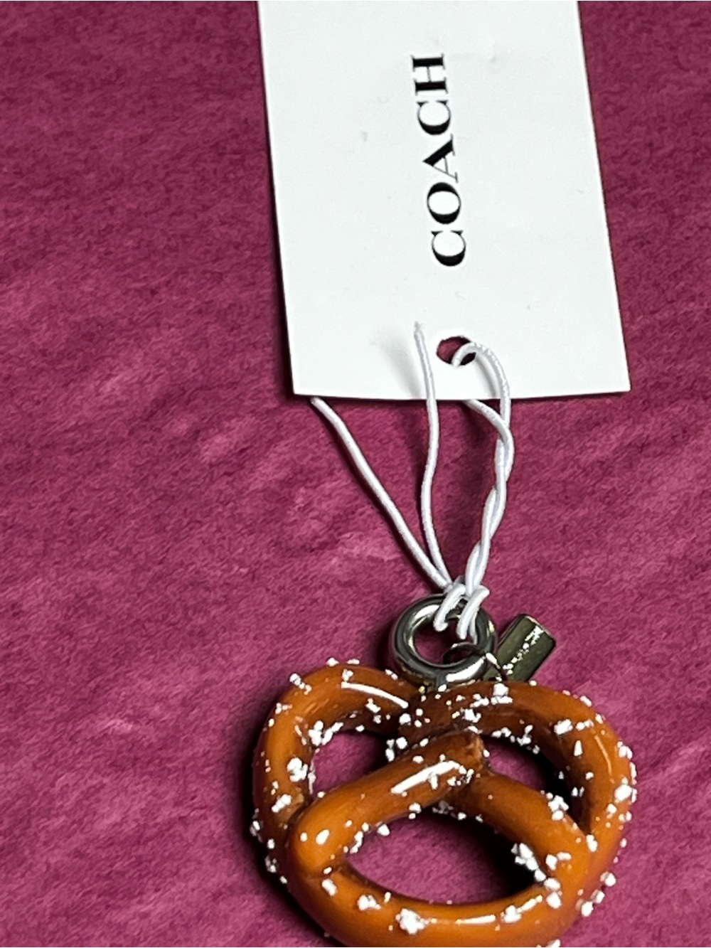 Coach NWT Pretzel Charm w/ dustbag & choice of chain